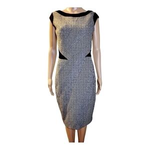 ❤️ KAREN Millen Wool Blend Houndstooth Tweed Dress. Size 6. Black/White.